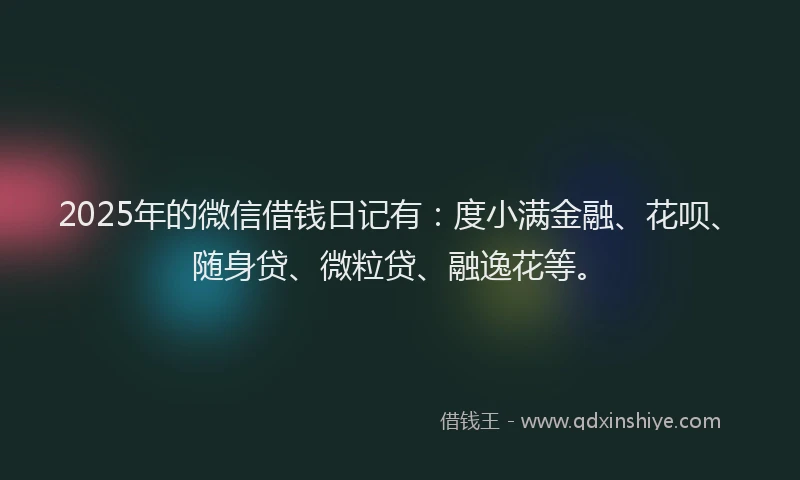 2025年的微信借钱日记有：度小满金融、花呗、随身贷、微粒贷、融逸花等。
