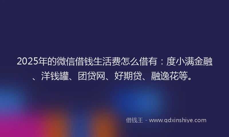 2025年的微信借钱生活费怎么借有：度小满金融、洋钱罐、团贷网、好期贷、融逸花等。