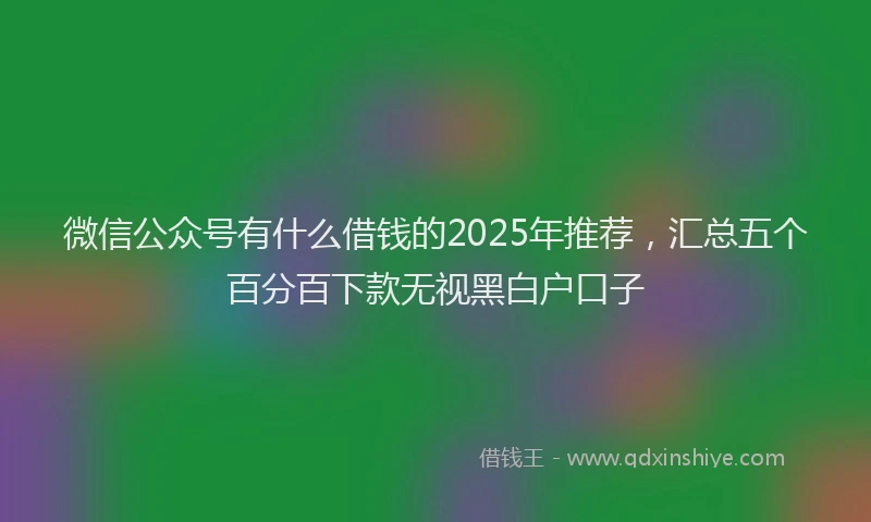 微信公众号有什么借钱的2025年推荐，汇总五个百分百下款无视黑白户口子