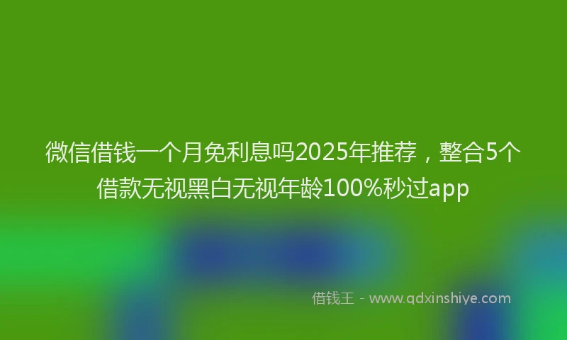 微信借钱一个月免利息吗2025年推荐，整合5个借款无视黑白无视年龄100%秒过app