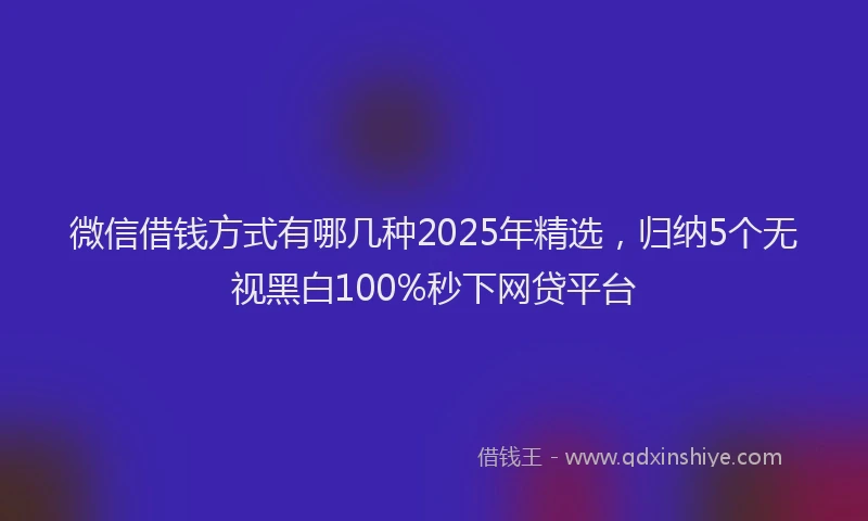 微信借钱方式有哪几种2025年精选，归纳5个无视黑白100%秒下网贷平台