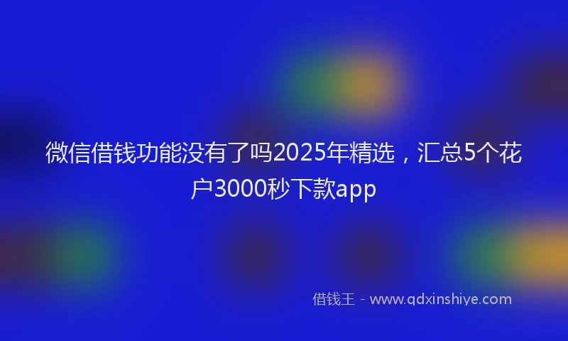 微信借钱功能没有了吗2025年精选，汇总5个花户3000秒下款app
