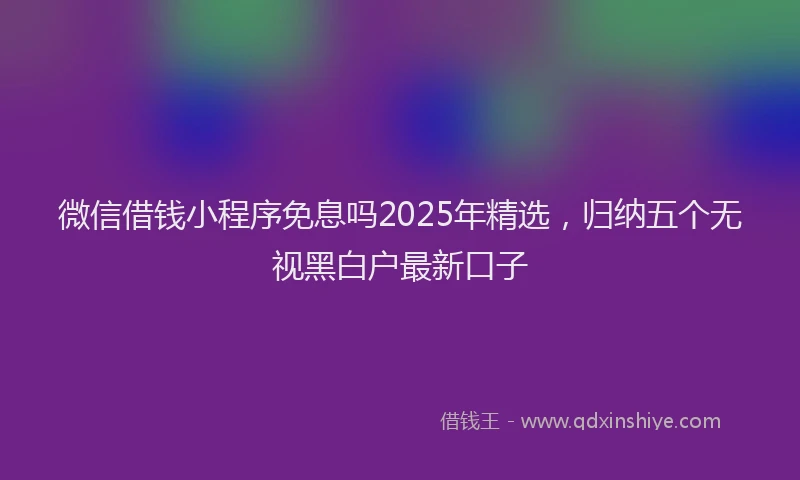 微信借钱小程序免息吗2025年精选，归纳五个无视黑白户最新口子