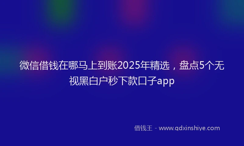 微信借钱在哪马上到账2025年精选，盘点5个无视黑白户秒下款口子app