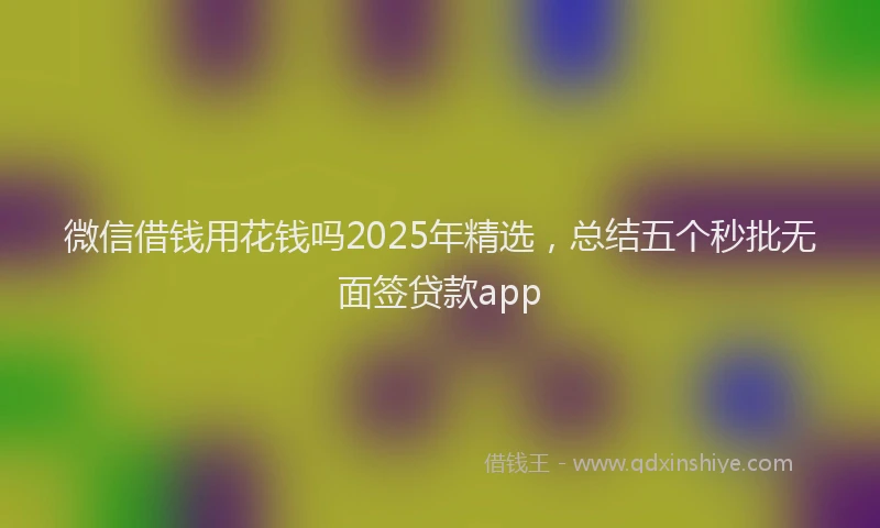 微信借钱用花钱吗2025年精选，总结五个秒批无面签贷款app