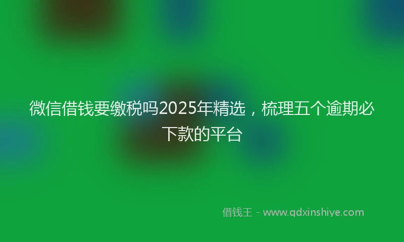 微信借钱要缴税吗2025年精选，梳理五个逾期必下款的平台