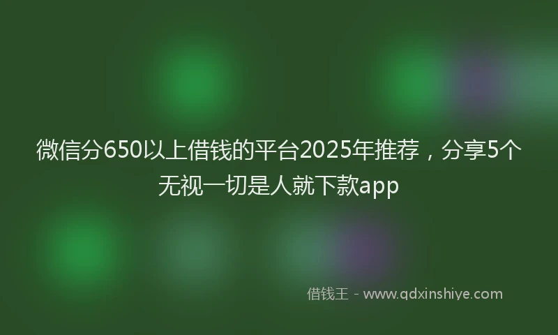 微信分650以上借钱的平台2025年推荐，分享5个无视一切是人就下款app