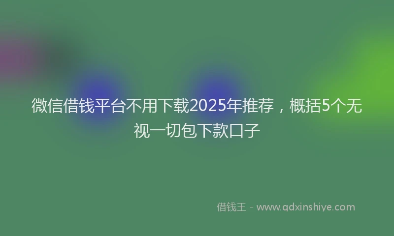 微信借钱平台不用下载2025年推荐，概括5个无视一切包下款口子
