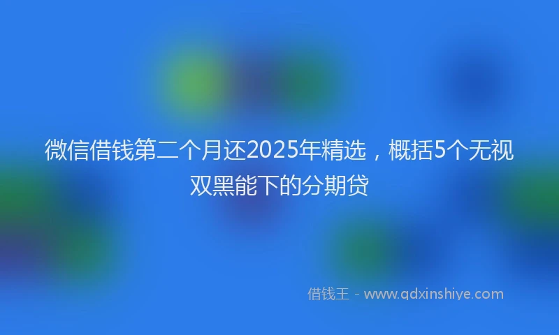 微信借钱第二个月还2025年精选，概括5个无视双黑能下的分期贷