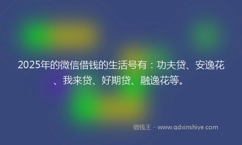 2025年的微信借钱的生活号有：功夫贷、安逸花、我来贷、好期贷、融逸花等。