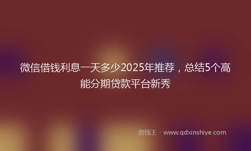 微信借钱利息一天多少2025年推荐，总结5个高能分期贷款平台新秀