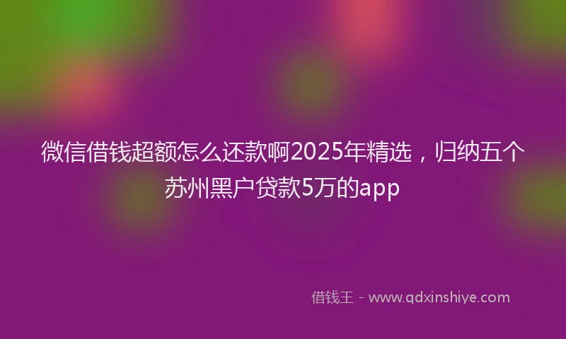 微信借钱超额怎么还款啊2025年精选，归纳五个苏州黑户贷款5万的app