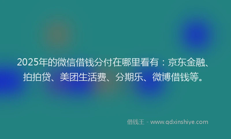 2025年的微信借钱分付在哪里看有：京东金融、拍拍贷、美团生活费、分期乐、微博借钱等。
