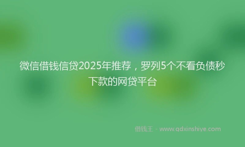 微信借钱信贷2025年推荐，罗列5个不看负债秒下款的网贷平台