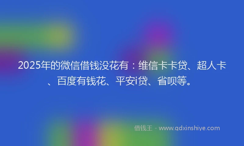 2025年的微信借钱没花有：维信卡卡贷、超人卡、百度有钱花、平安i贷、省呗等。