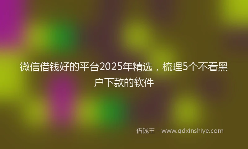 微信借钱好的平台2025年精选，梳理5个不看黑户下款的软件
