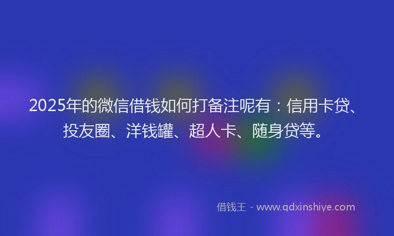 2025年的微信借钱如何打备注呢有：信用卡贷、投友圈、洋钱罐、超人卡、随身贷等。