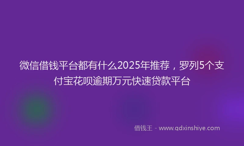 微信借钱平台都有什么2025年推荐，罗列5个支付宝花呗逾期万元快速贷款平台