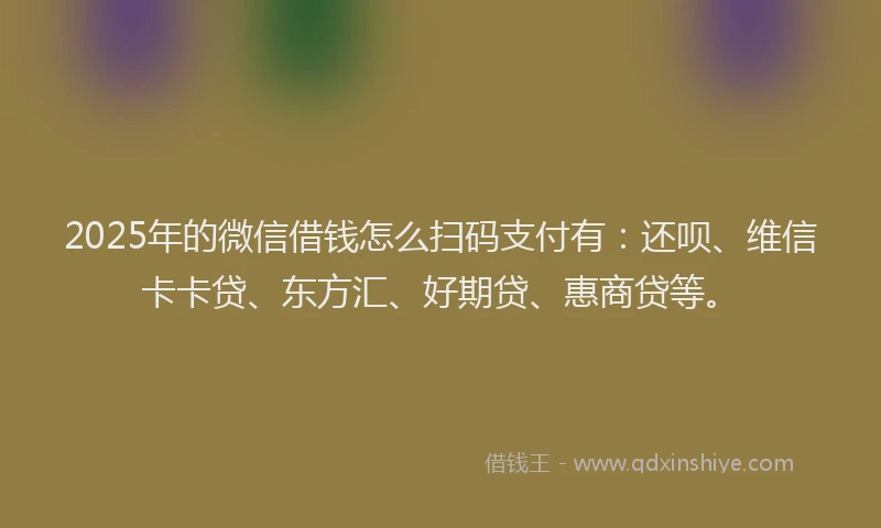 2025年的微信借钱怎么扫码支付有：还呗、维信卡卡贷、东方汇、好期贷、惠商贷等。
