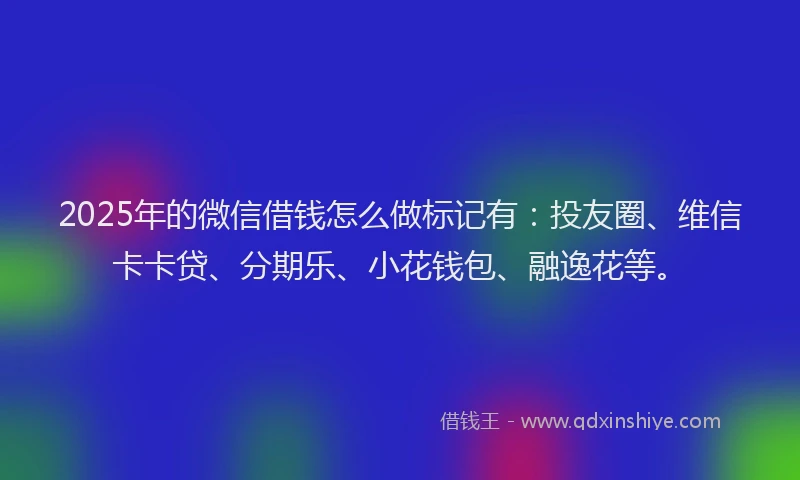 2025年的微信借钱怎么做标记有：投友圈、维信卡卡贷、分期乐、小花钱包、融逸花等。