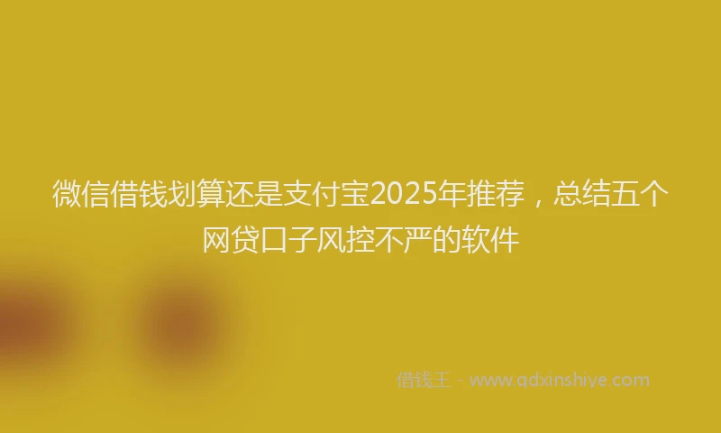微信借钱划算还是支付宝2025年推荐，总结五个网贷口子风控不严的软件