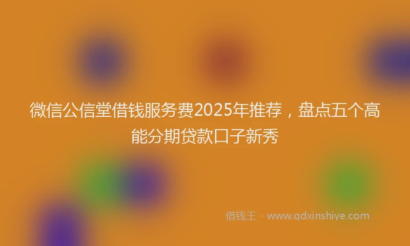 微信公信堂借钱服务费2025年推荐，盘点五个高能分期贷款口子新秀
