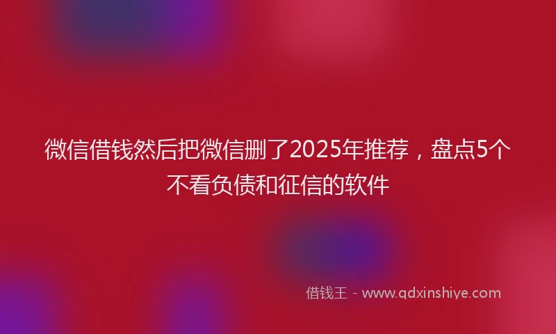 微信借钱然后把微信删了2025年推荐，盘点5个不看负债和征信的软件