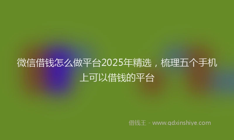 微信借钱怎么做平台2025年精选，梳理五个手机上可以借钱的平台