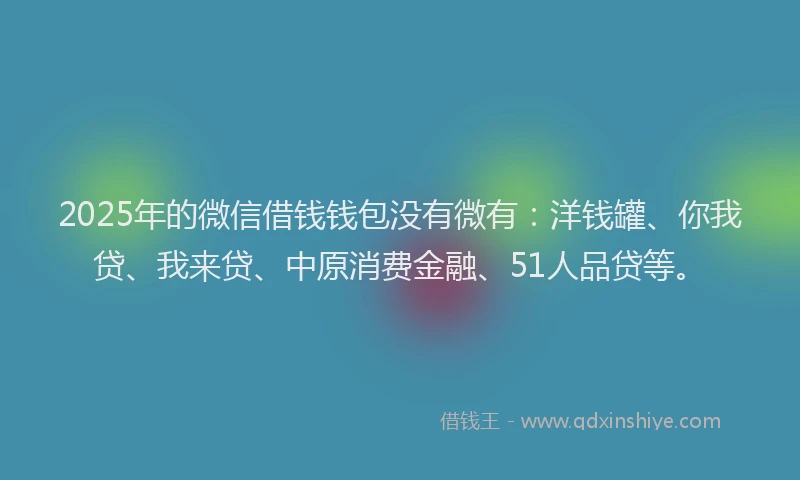 2025年的微信借钱钱包没有微有：洋钱罐、你我贷、我来贷、中原消费金融、51人品贷等。