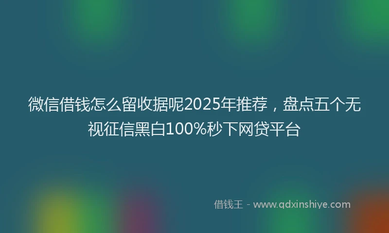 微信借钱怎么留收据呢2025年推荐，盘点五个无视征信黑白100%秒下网贷平台