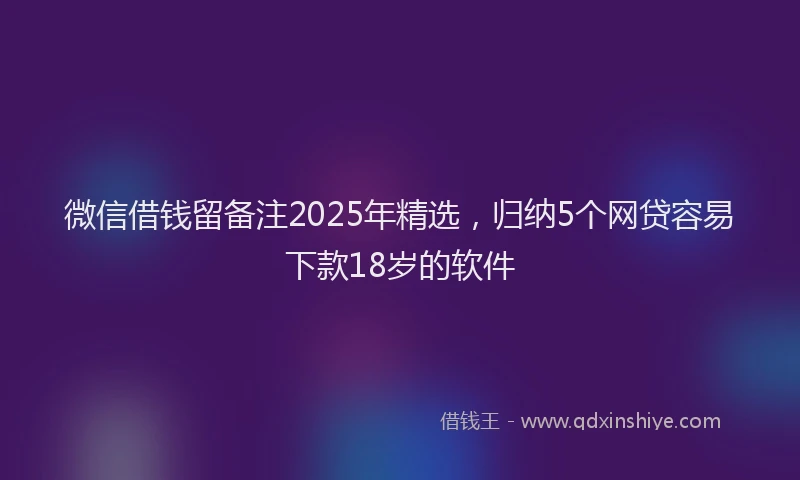 微信借钱留备注2025年精选，归纳5个网贷容易下款18岁的软件
