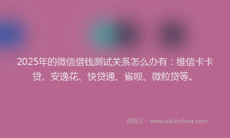 2025年的微信借钱测试关系怎么办有：维信卡卡贷、安逸花、快贷通、省呗、微粒贷等。