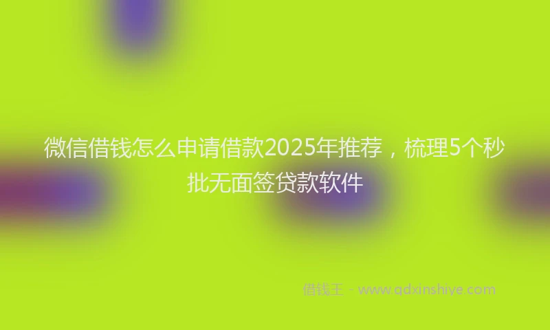 微信借钱怎么申请借款2025年推荐，梳理5个秒批无面签贷款软件