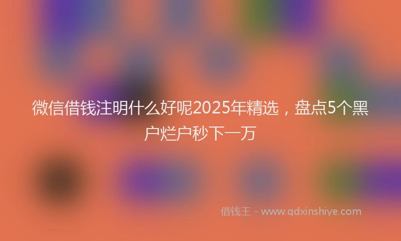 微信借钱注明什么好呢2025年精选，盘点5个黑户烂户秒下一万