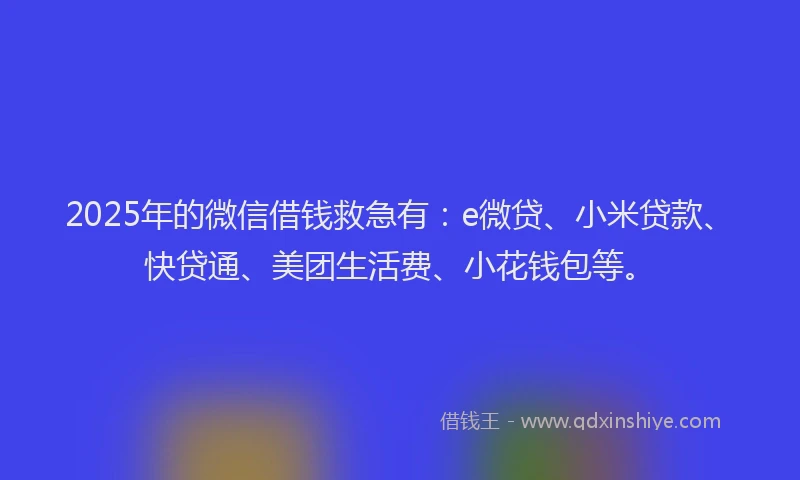 2025年的微信借钱救急有：e微贷、小米贷款、快贷通、美团生活费、小花钱包等。