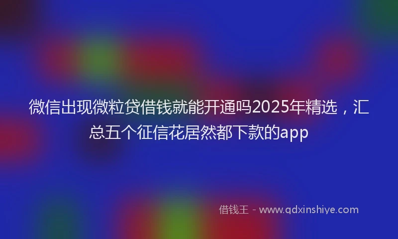 微信出现微粒贷借钱就能开通吗2025年精选，汇总五个征信花居然都下款的app