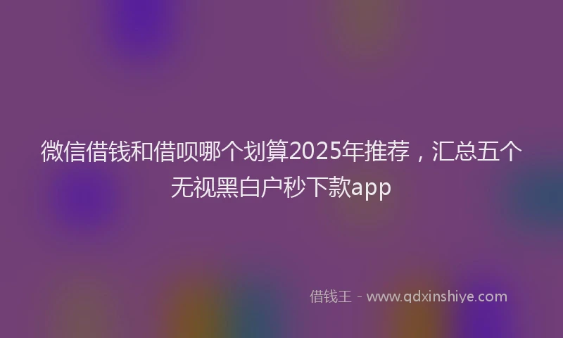 微信借钱和借呗哪个划算2025年推荐，汇总五个无视黑白户秒下款app