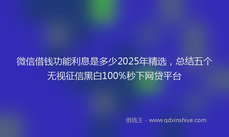 微信借钱功能利息是多少2025年精选，总结五个无视征信黑白100%秒下网贷平台