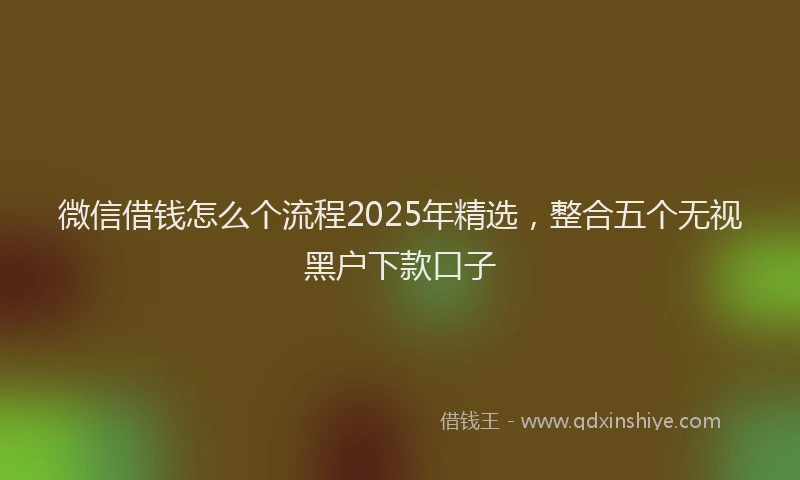 微信借钱怎么个流程2025年精选，整合五个无视黑户下款口子