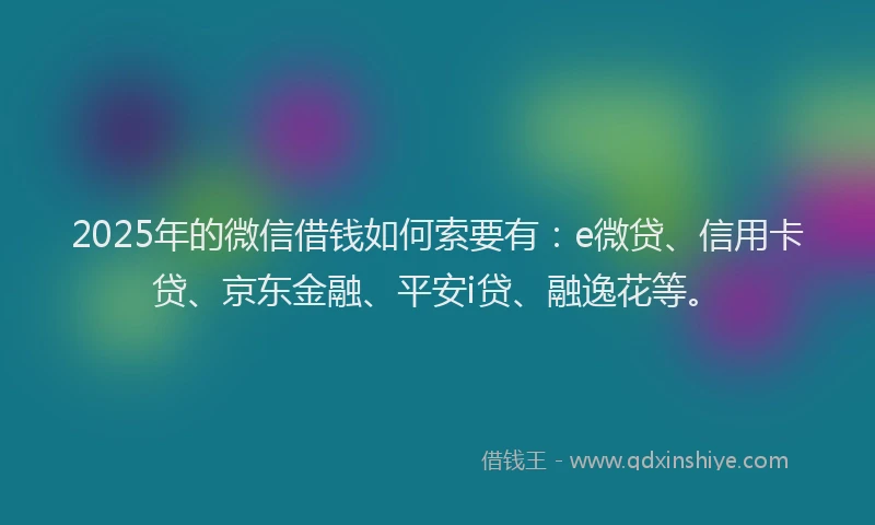 2025年的微信借钱如何索要有：e微贷、信用卡贷、京东金融、平安i贷、融逸花等。