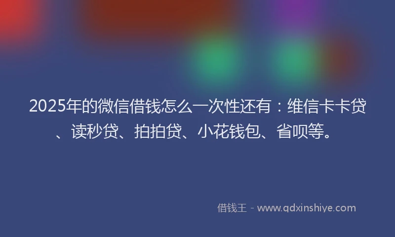 2025年的微信借钱怎么一次性还有：维信卡卡贷、读秒贷、拍拍贷、小花钱包、省呗等。