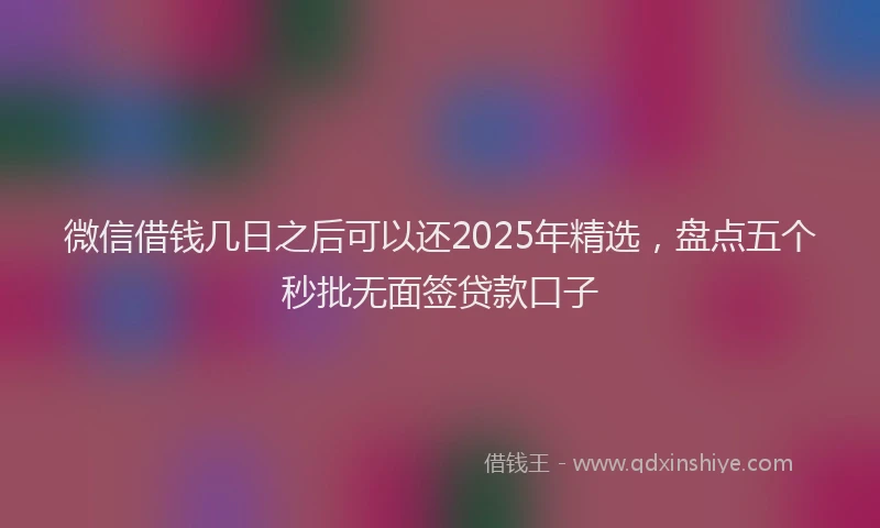 微信借钱几日之后可以还2025年精选，盘点五个秒批无面签贷款口子