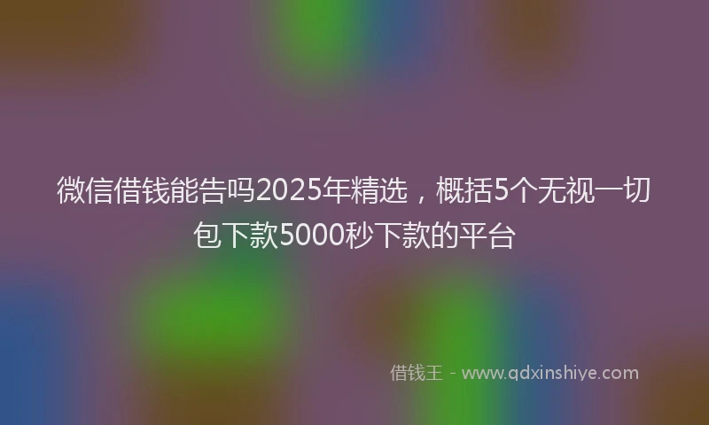微信借钱能告吗2025年精选，概括5个无视一切包下款5000秒下款的平台