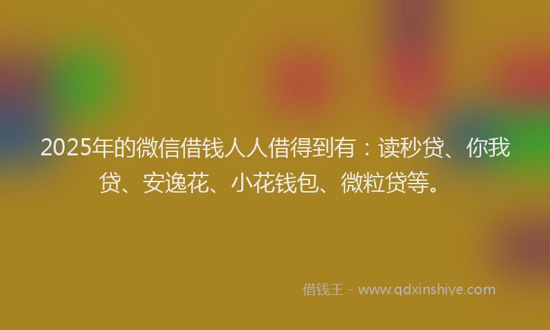2025年的微信借钱人人借得到有：读秒贷、你我贷、安逸花、小花钱包、微粒贷等。