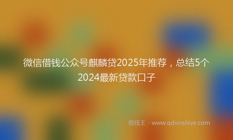 微信借钱公众号麒麟贷2025年推荐，总结5个2024最新贷款口子