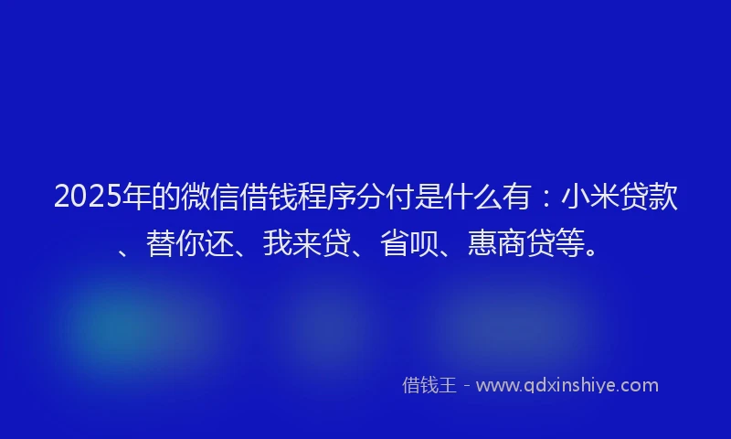 2025年的微信借钱程序分付是什么有：小米贷款、替你还、我来贷、省呗、惠商贷等。
