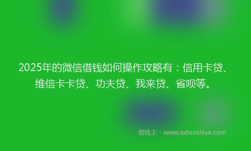 2025年的微信借钱如何操作攻略有：信用卡贷、维信卡卡贷、功夫贷、我来贷、省呗等。