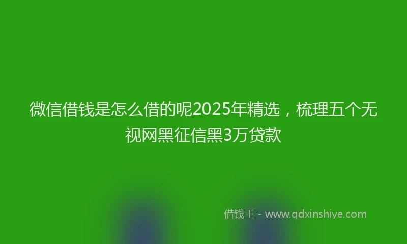 微信借钱是怎么借的呢2025年精选，梳理五个无视网黑征信黑3万贷款