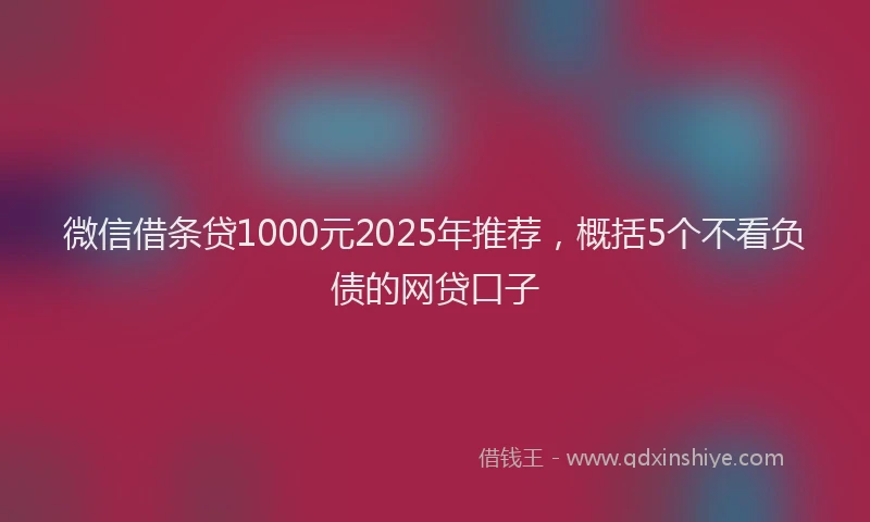 微信借条贷1000元2025年推荐，概括5个不看负债的网贷口子