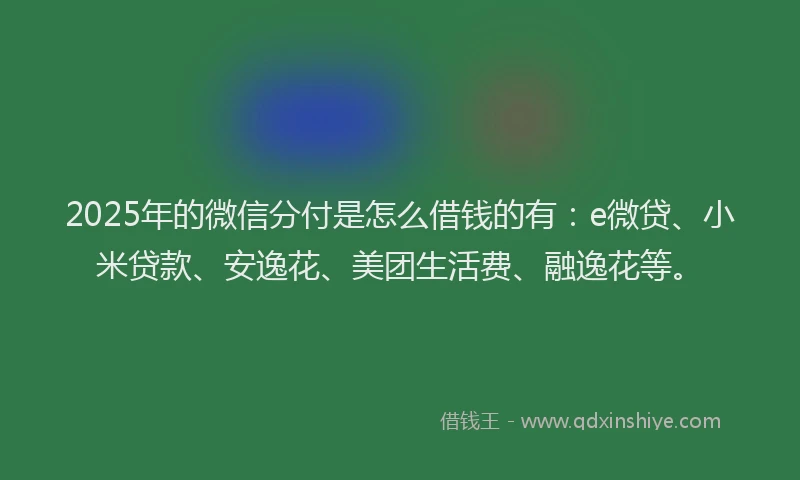 2025年的微信分付是怎么借钱的有：e微贷、小米贷款、安逸花、美团生活费、融逸花等。